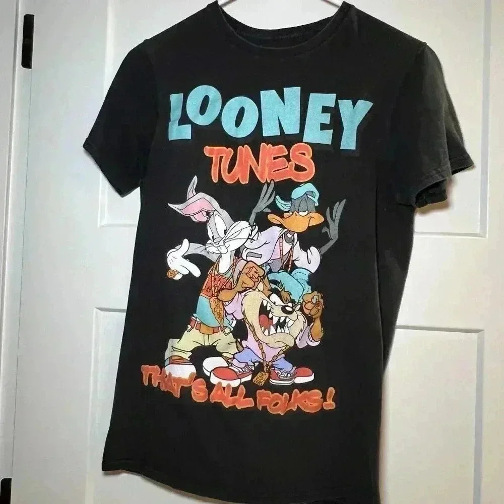 Looney Tunes Gangster Rap Hip Hop Jewelry Chains Black T-shirt Unisex Size Small